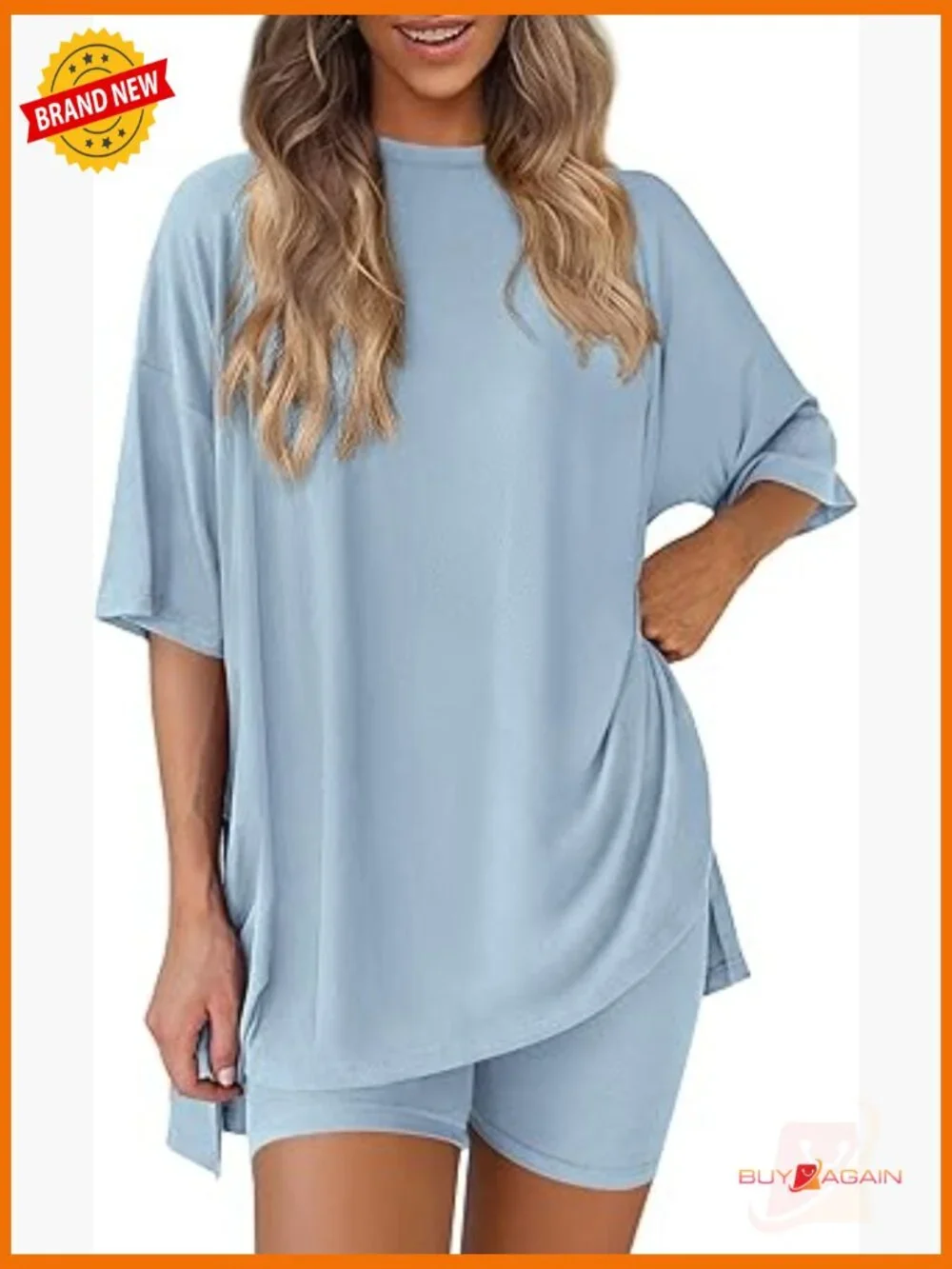 Women 2 Piece Lounge Set Summer Oversized Biker Shorts Matching Outfit